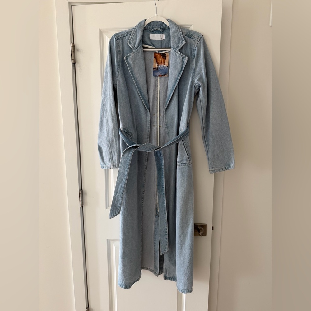 Naked Wardrobe Light Blue Denim Trench Coat